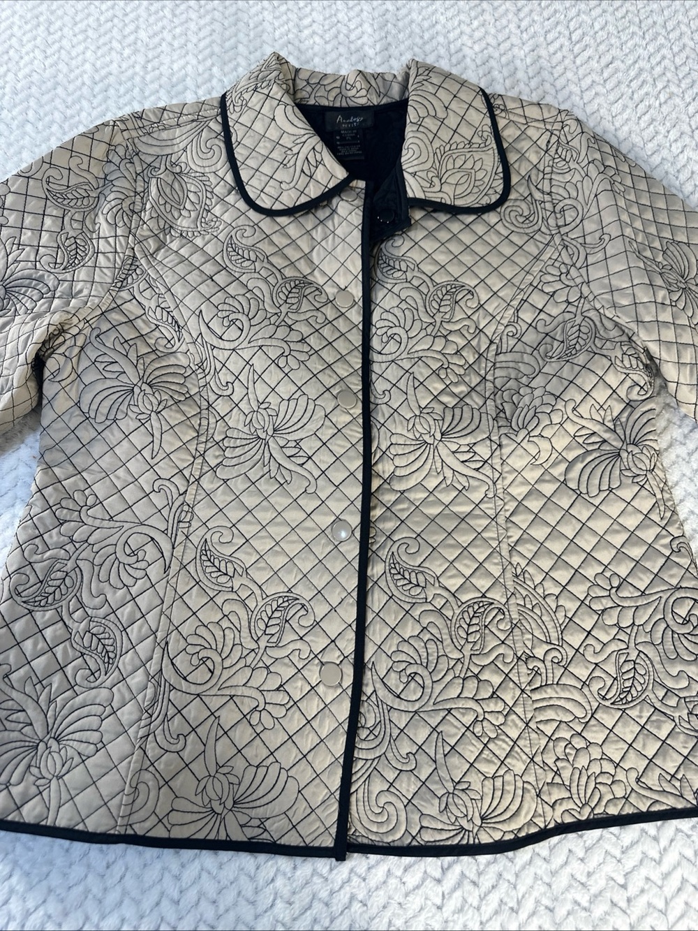 Analogy Petites PL Beige Embroidered Blazer Jacket